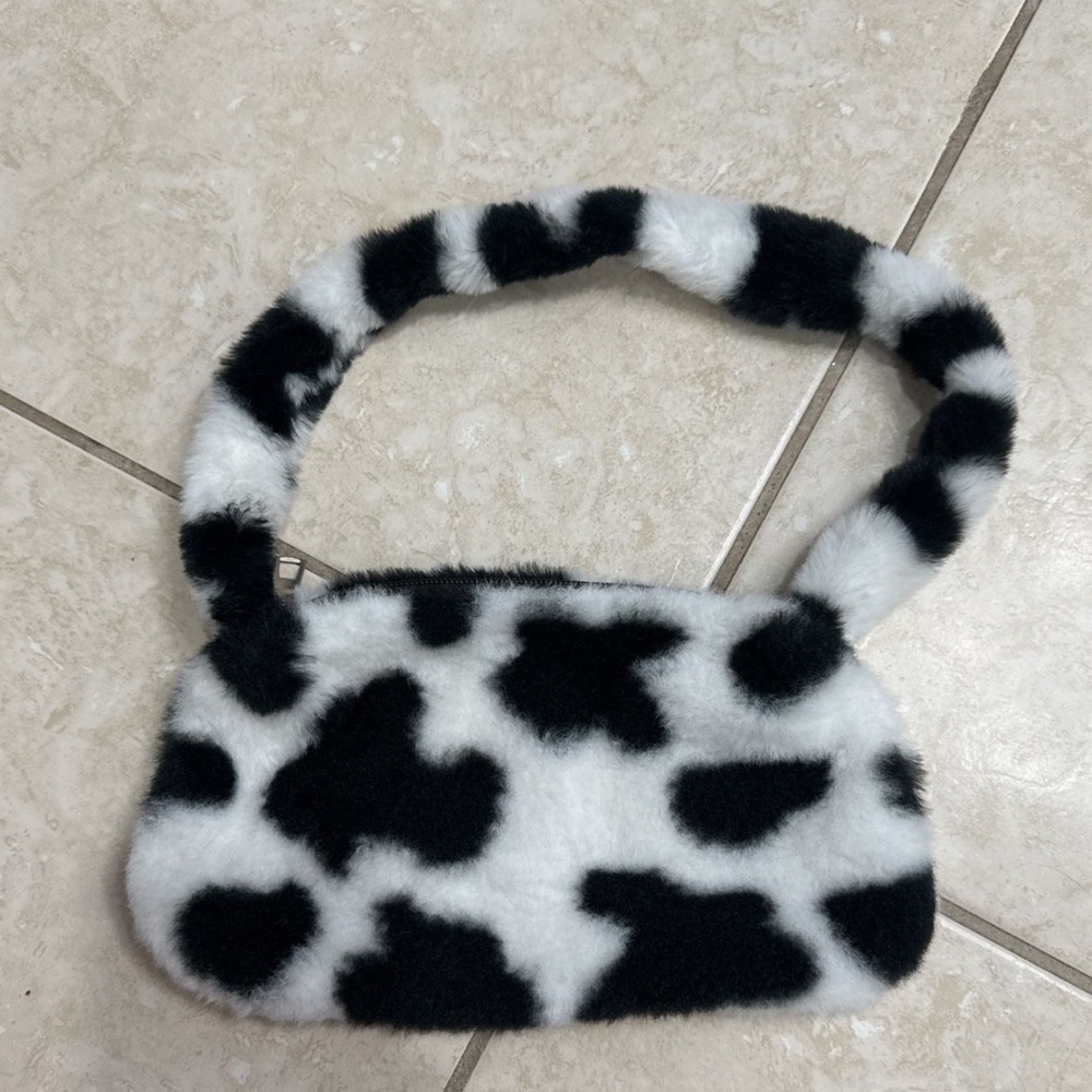 Furry Cow Print Handbag